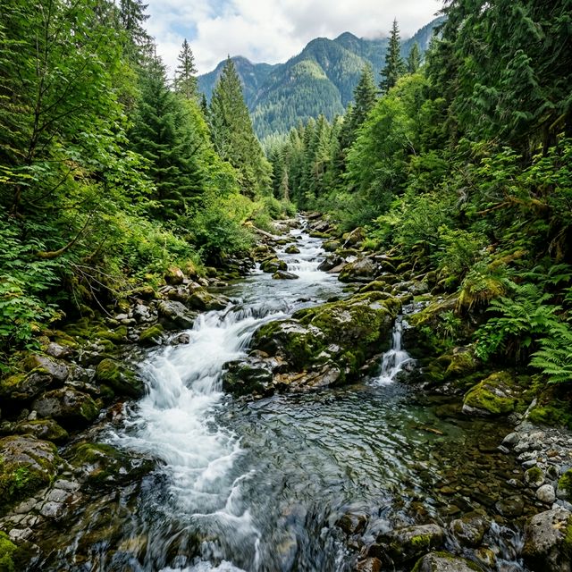 Ruisseau de montagne en forêt, typique des eaux de 1ère catégorie à truites